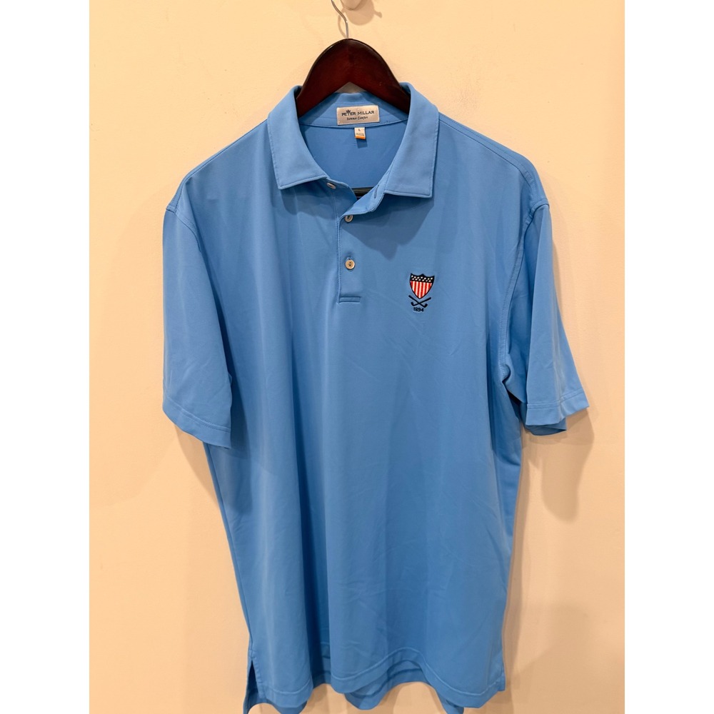 Peter Millar Summer Comfort Mens Blue USGA Golf Polo Shirt MS19EK50S L